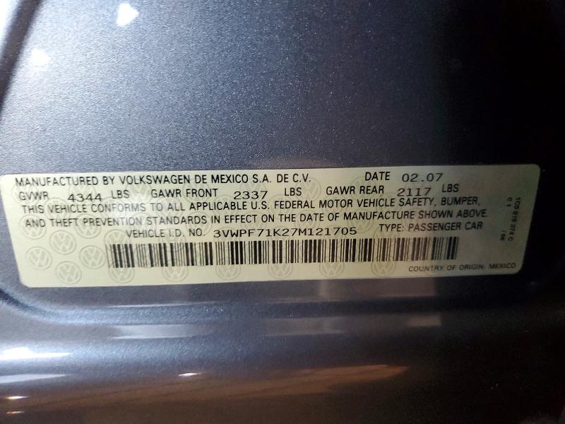 Aukcja sprzedaży 2007 Volkswagen Jetta, vin: 3VWPF71K27M121705, numer aukcji: 55212216