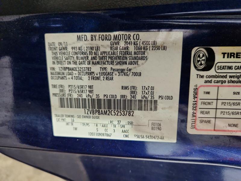 Aukcja sprzedaży 2012 Ford Mustang, vin: 1ZVBP8AM2C5253782, numer aukcji: 54994976