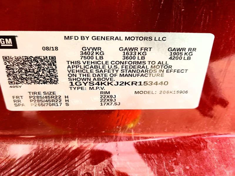 54791286 :رقم المزاد ، 1GYS4KKJ2KR153440 vin ، 2019 Cadillac Escalade مزاد بيع
