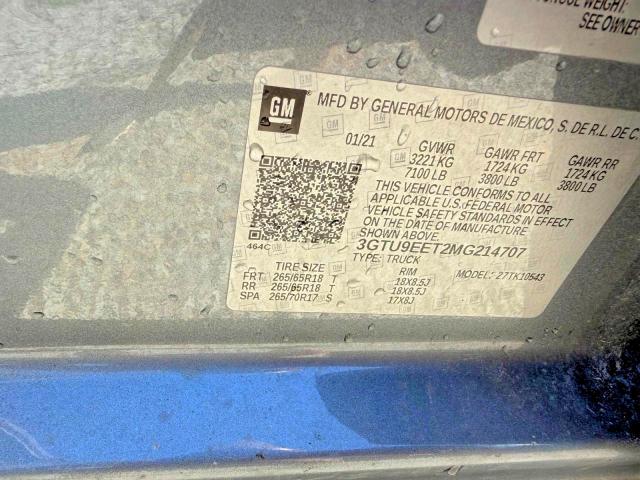 55114476 :رقم المزاد ، 3GTU9EET2MG214707 vin ، 2021 Gmc Sierra مزاد بيع