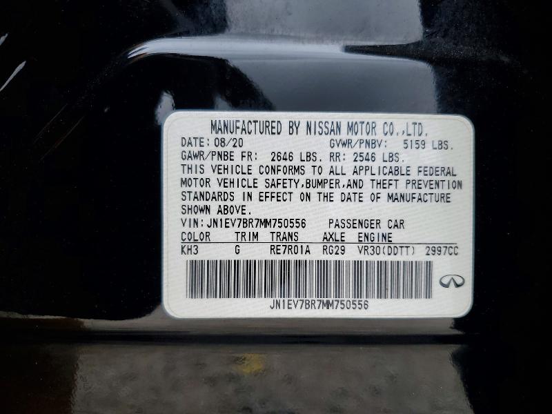 51990526 :رقم المزاد ، JN1EV7BR7MM750556 vin ، 2021 Infiniti Q50 مزاد بيع