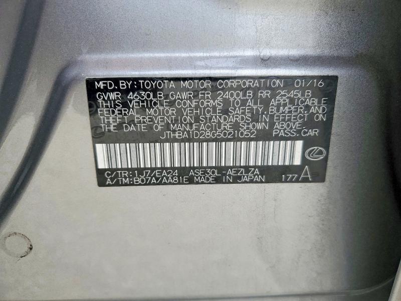 Продажа на аукционе авто 2016 Lexus Is, vin: JTHBA1D28G5021052, номер лота: 52182186