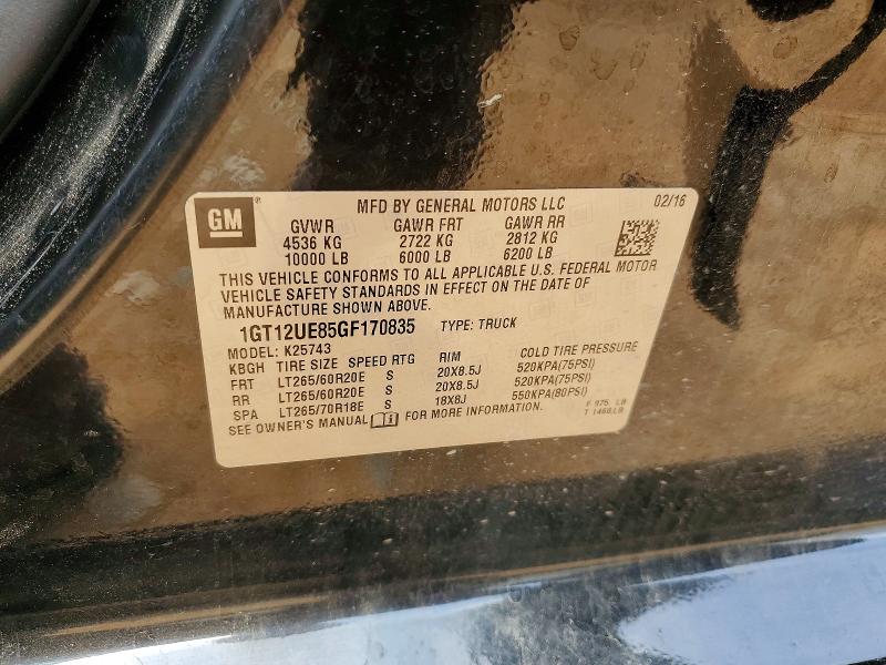 52563956 :رقم المزاد ، 1GT12UE85GF170835 vin ، 2016 Gmc Sierra مزاد بيع