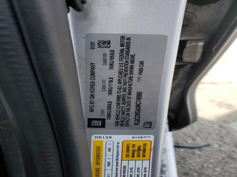 52601386 :رقم المزاد ، KL8CD6SA0MC746990 vin ، 2021 Chevrolet Spark مزاد بيع