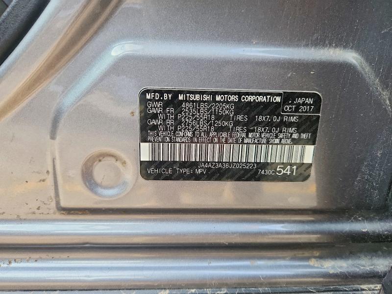2018 Mitsubishi Outlander მანქანა იყიდება აუქციონზე, vin: JA4AZ3A36JZ025223, აუქციონის ნომერი: 53630896