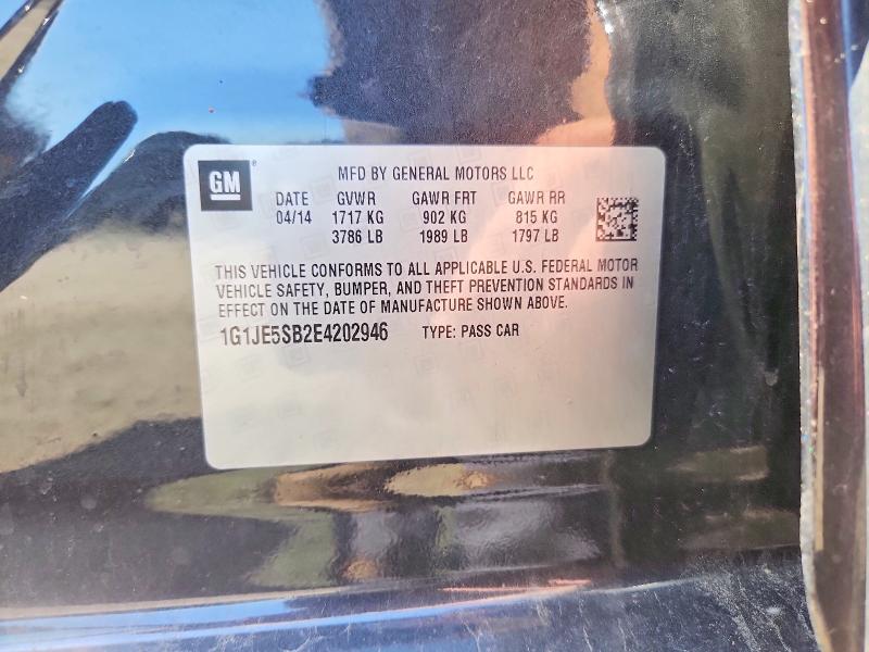 2014 Chevrolet Sonic მანქანა იყიდება აუქციონზე, vin: 1G1JE5SB2E4202946, აუქციონის ნომერი: 52014446