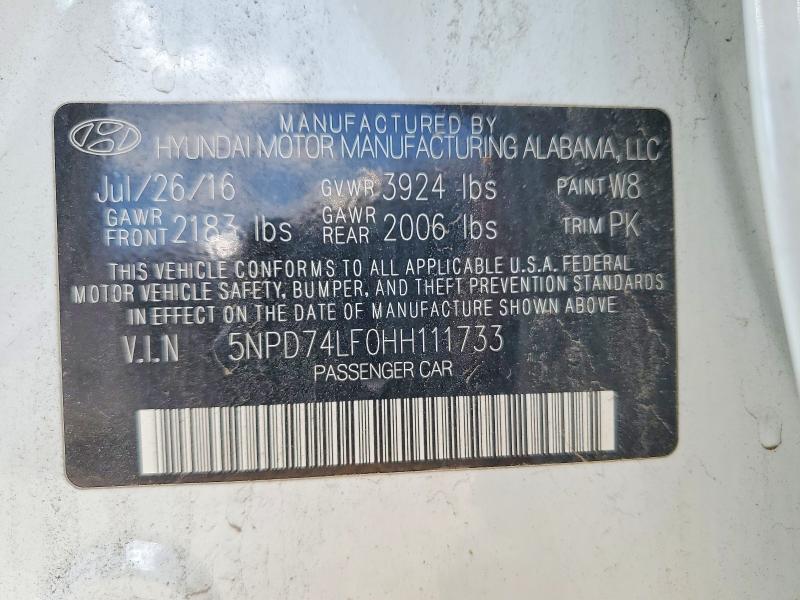 Продажа на аукционе авто 2017 Hyundai Elantra, vin: 5NPD74LF0HH111733, номер лота: 52376456