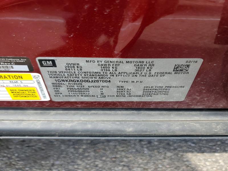 Продажа на аукционе авто 2016 Chevrolet Traverse, vin: 1GNKRGKD0GJ287004, номер лота: 53096906