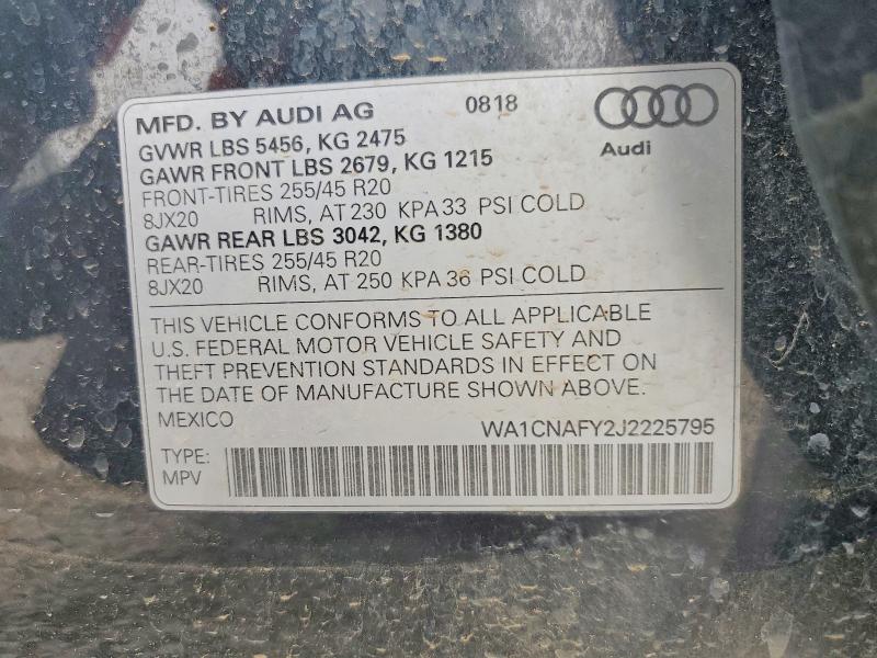 Продаж на аукціоні авто 2018 Audi Q5, vin: WA1CNAFY2J2225795, номер лоту: 51277896