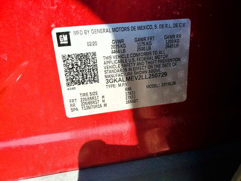 Продаж на аукціоні авто 2020 Gmc Terrain, vin: 3GKALMEV2LL250729, номер лоту: 54063146