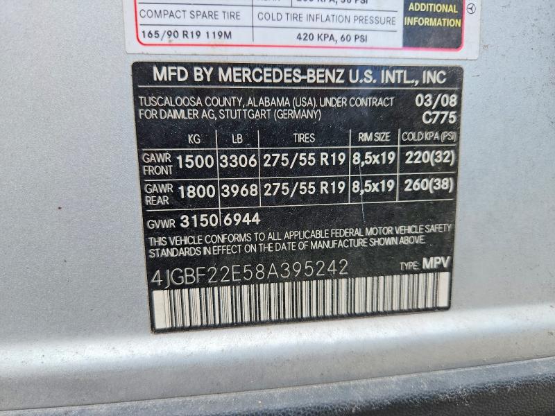 53834866 :رقم المزاد ، 4JGBF22E58A395242 vin ، 2008 Mercedes-benz Gl مزاد بيع