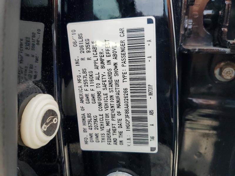 Aukcja sprzedaży 2010 Honda Accord, vin: 1HGCP3F86AA026266, numer aukcji: 55145276