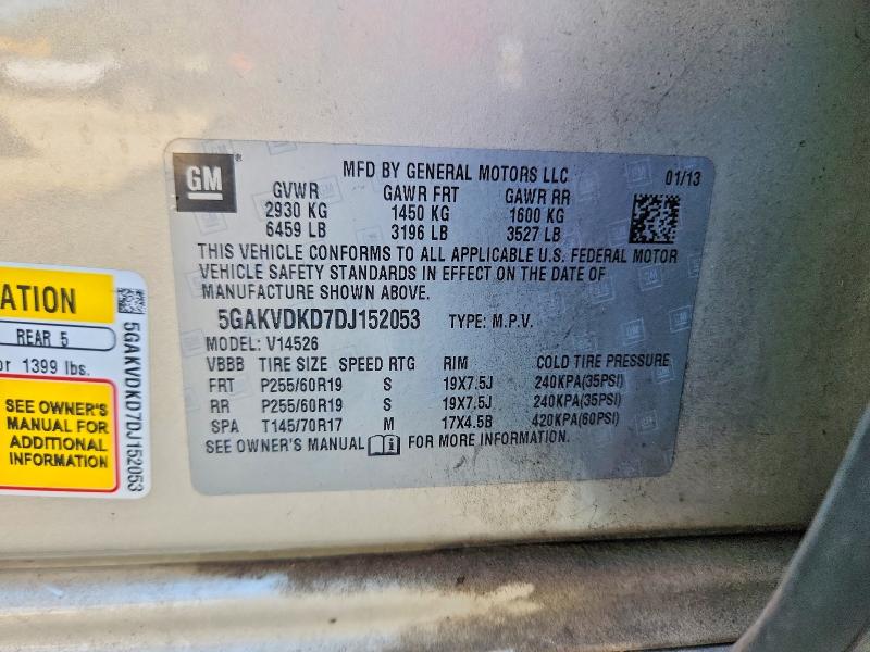 53595126 :رقم المزاد ، 5GAKVDKD7DJ152053 vin ، 2013 Buick Enclave مزاد بيع
