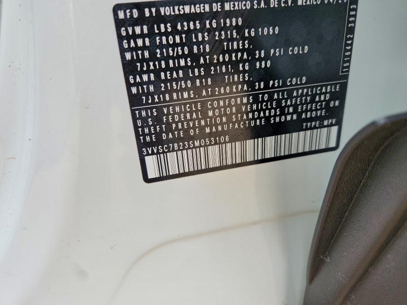 2025 Volkswagen Taos მანქანა იყიდება აუქციონზე, vin: 3VVSC7B23SM053106, აუქციონის ნომერი: 54616506