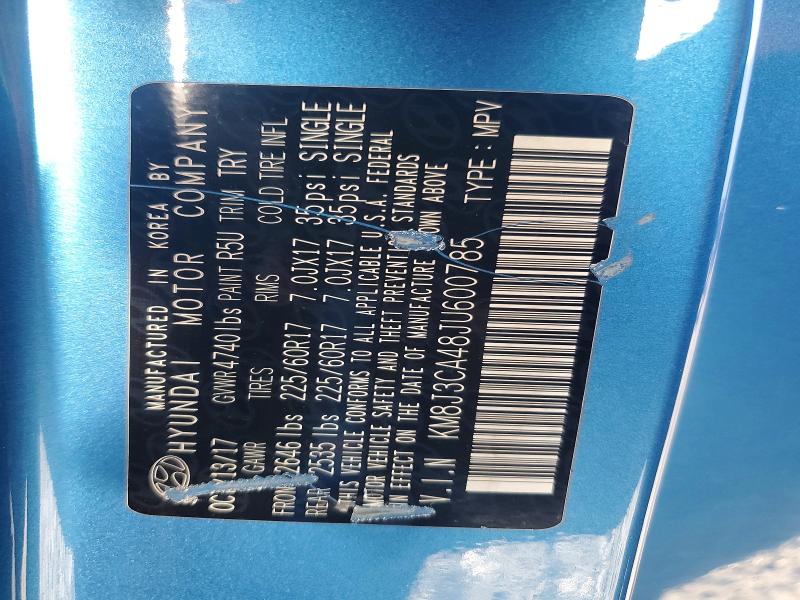 53367896 :رقم المزاد ، KM8J3CA48JU600785 vin ، 2018 Hyundai Tucson مزاد بيع