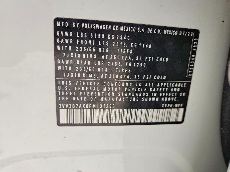 Aukcja sprzedaży 2023 Volkswagen Tiguan, vin: 3VV3B7AX8PM131293, numer aukcji: 54116976