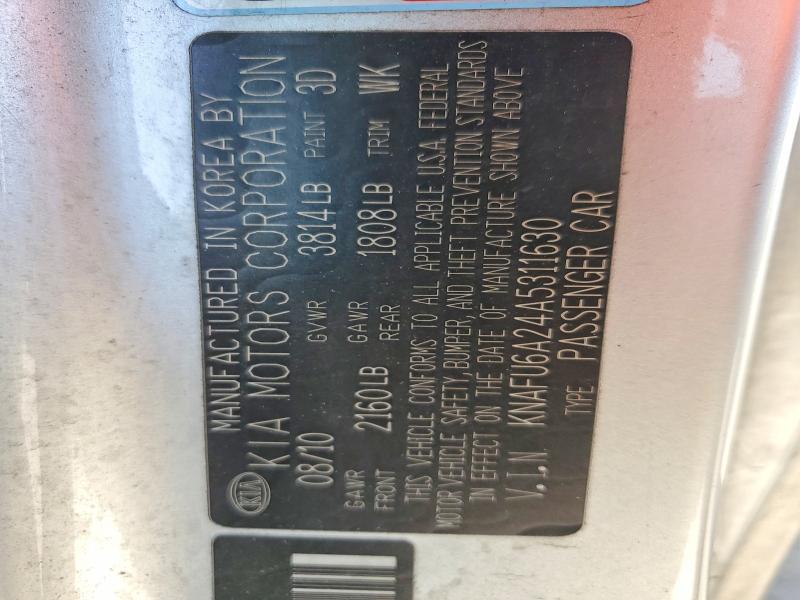 54165976 :رقم المزاد ، KNAFU6A24A5311630 vin ، 2010 Kia Forte مزاد بيع
