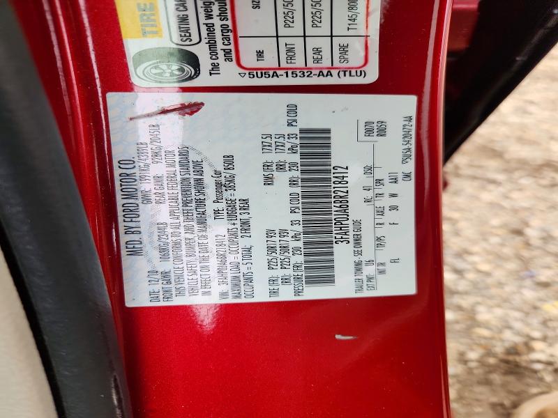 2011 Ford Fusion მანქანა იყიდება აუქციონზე, vin: 3FAHP0JA6BR218412, აუქციონის ნომერი: 52343506