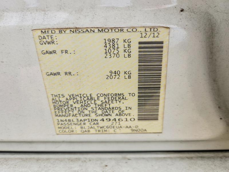 Aukcja sprzedaży 2013 Nissan Altima, vin: 1N4BL3AP1DN494610, numer aukcji: 53540286