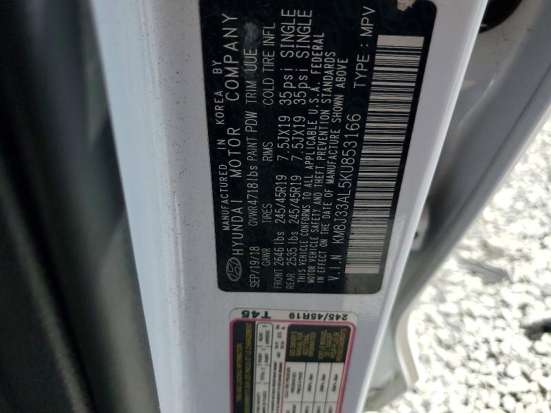 Aukcja sprzedaży 2019 Hyundai Tucson, vin: KM8J33AL5KU853166, numer aukcji: 52160166