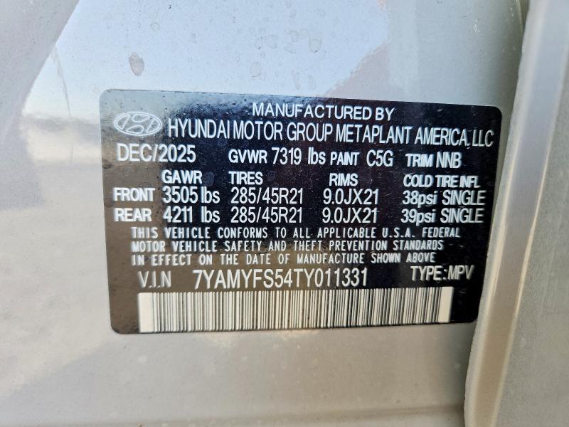 Продажа на аукционе авто 2026 Hyundai Ioniq 9, vin: 7YAMYFS54TY011331, номер лота: 52850306