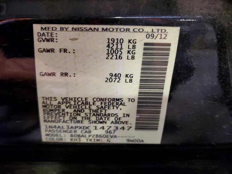 Продаж на аукціоні авто 2013 Nissan Altima, vin: 1N4AL3APXDC147347, номер лоту: 53106256