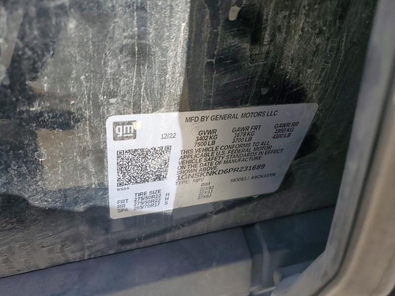 Aukcja sprzedaży 2023 Chevrolet Tahoe, vin: 1GNSKNKD6PR231689, numer aukcji: 52500106