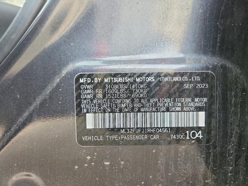 Aukcja sprzedaży 2024 Mitsubishi Mirage, vin: ML32FUFJ1RHF04561, numer aukcji: 54500696