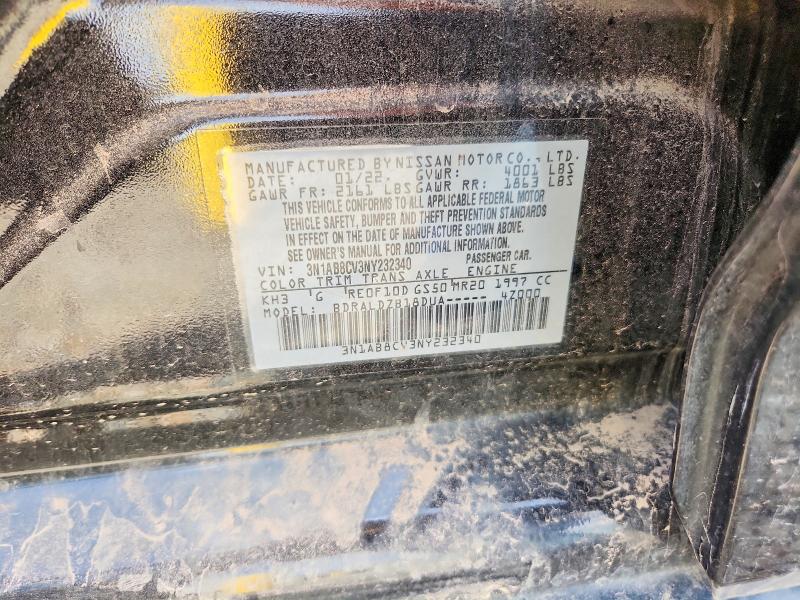 2022 Nissan Sentra მანქანა იყიდება აუქციონზე, vin: 3N1AB8CV3NY232340, აუქციონის ნომერი: 53762136