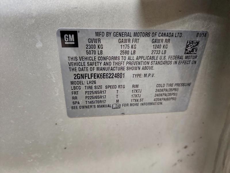 52265286 :رقم المزاد ، 2GNFLFEK6E6224801 vin ، 2014 Chevrolet Equinox مزاد بيع