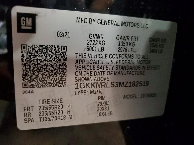 54441516 :رقم المزاد ، 1GKKNRLS3MZ182519 vin ، 2021 Gmc Acadia مزاد بيع