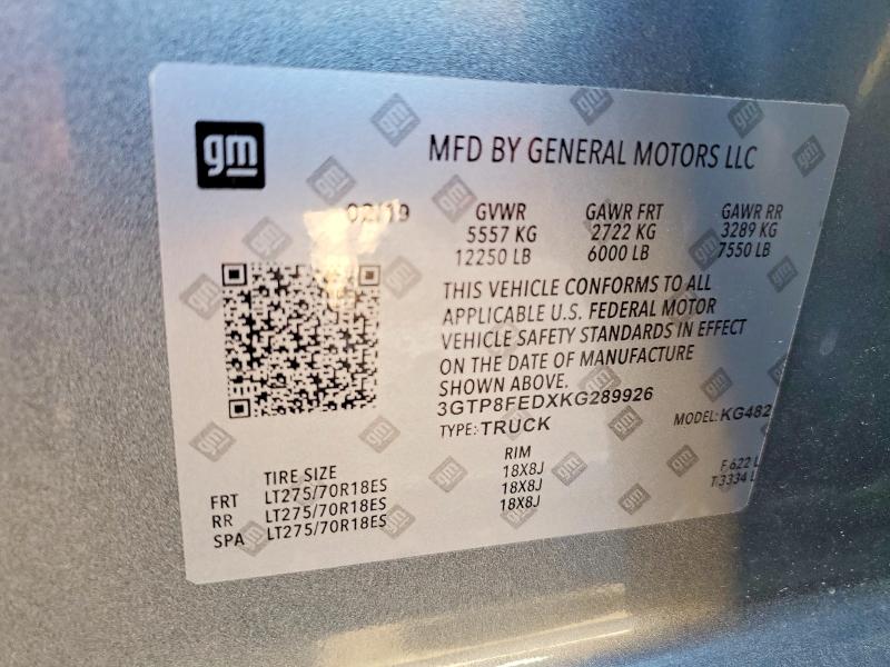 Aukcja sprzedaży 2019 Gmc Sierra, vin: 1GTU9FED3KZ416872, numer aukcji: 54477416