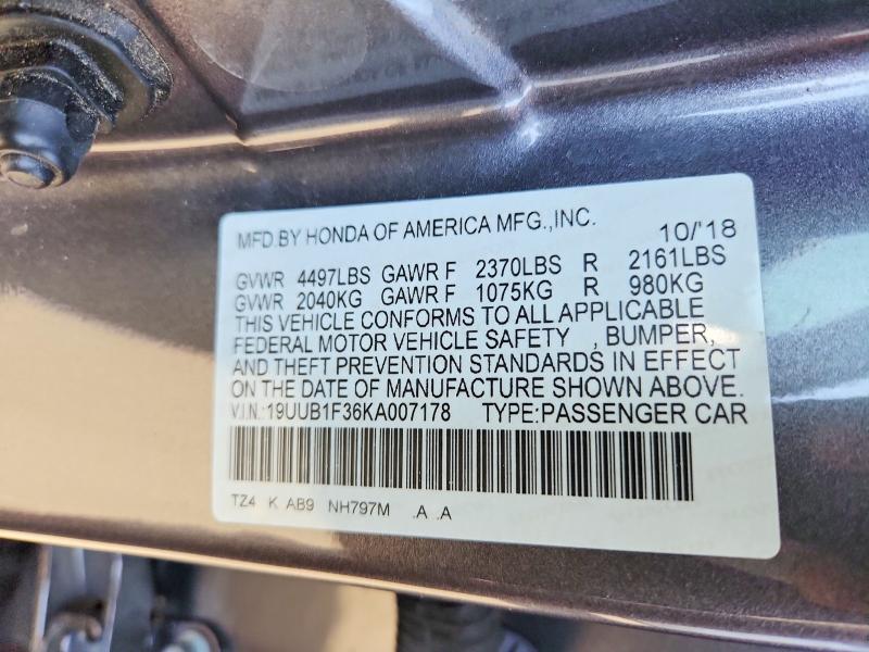 54170546 :رقم المزاد ، 19UUB1F36KA007178 vin ، 2019 Acura Tlx مزاد بيع
