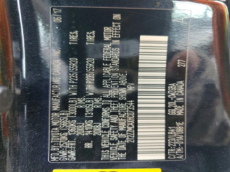 51634586 :رقم المزاد ، 2T2ZZMCAXHC073544 vin ، 2017 Lexus Rx 350 مزاد بيع
