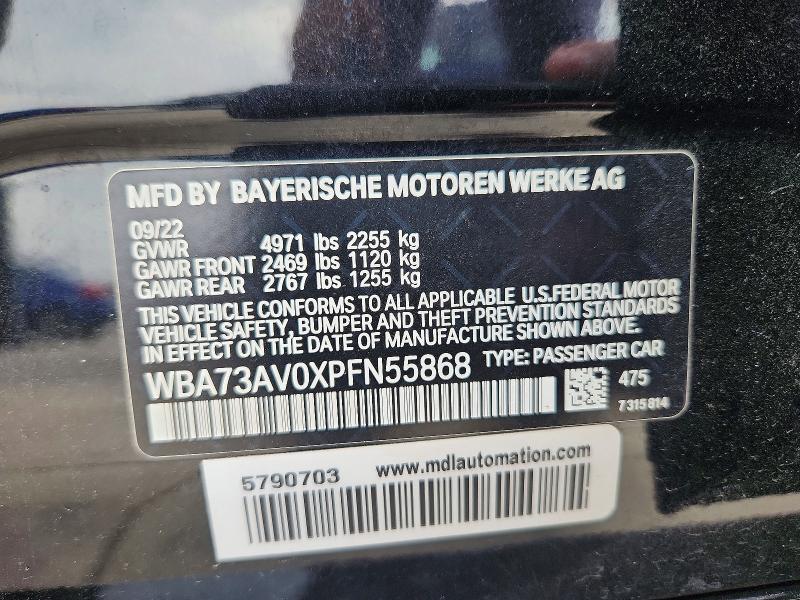 2023 Bmw 430xi მანქანა იყიდება აუქციონზე, vin: WBA73AV0XPFN55868, აუქციონის ნომერი: 54431396