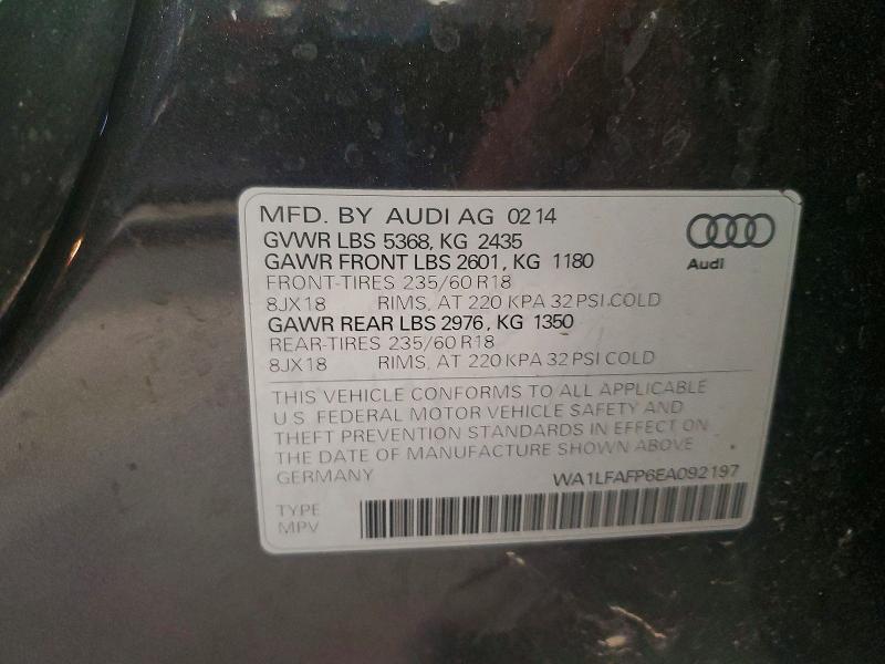 Aukcja sprzedaży 2014 Audi Q5, vin: WA1LFAFP6EA092197, numer aukcji: 53358056