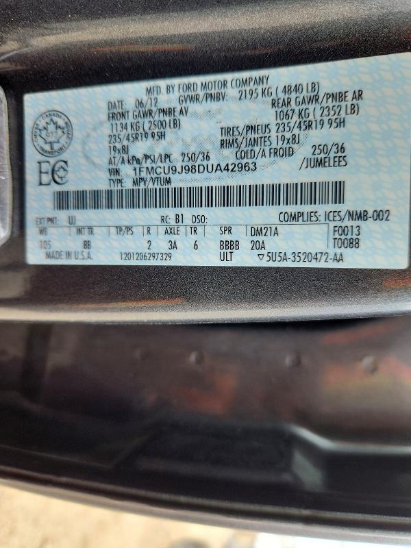 Auction sale of the 2013 Ford Escape, vin: 1FMCU9J98DUA42963, lot number: 53535256
