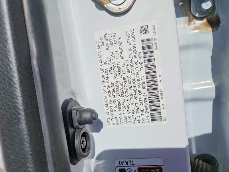 52346646 :رقم المزاد ، 2HKRW2H88LH678773 vin ، 2020 Honda Cr-v مزاد بيع