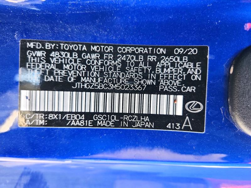 Продаж на аукціоні авто 2021 Lexus Rc 350, vin: JTHGZ5BC3M5023367, номер лоту: 54789026