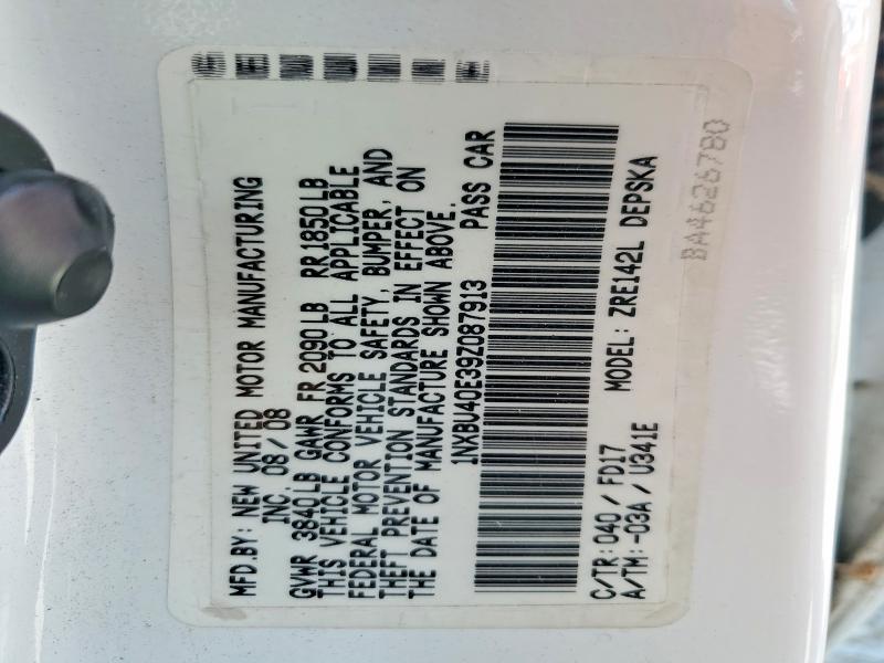 Aukcja sprzedaży 2009 Toyota Corolla, vin: 1NXBU40E39Z087913, numer aukcji: 55247386