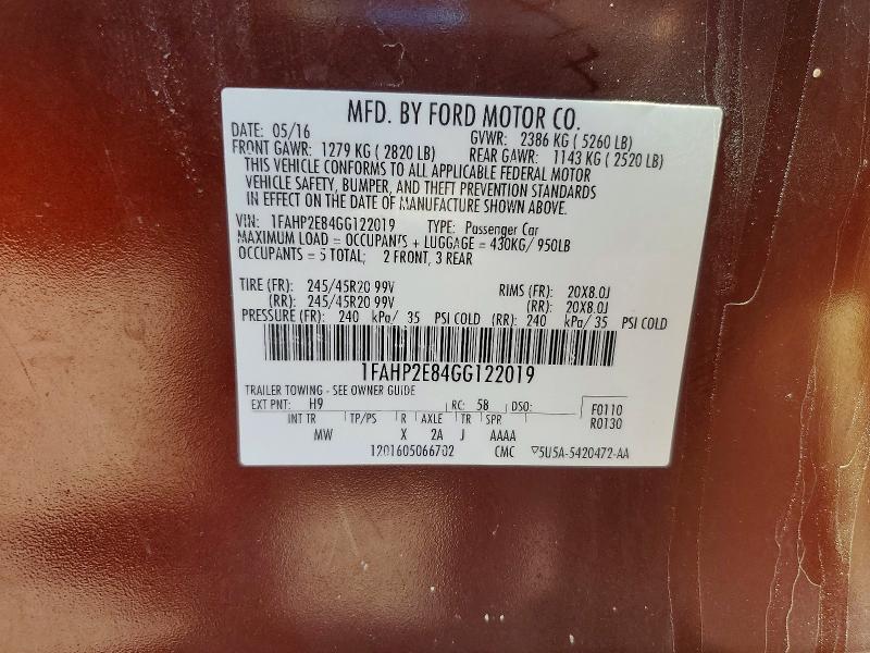 Aukcja sprzedaży 2016 Ford Taurus, vin: 1FAHP2E84GG122019, numer aukcji: 53900276