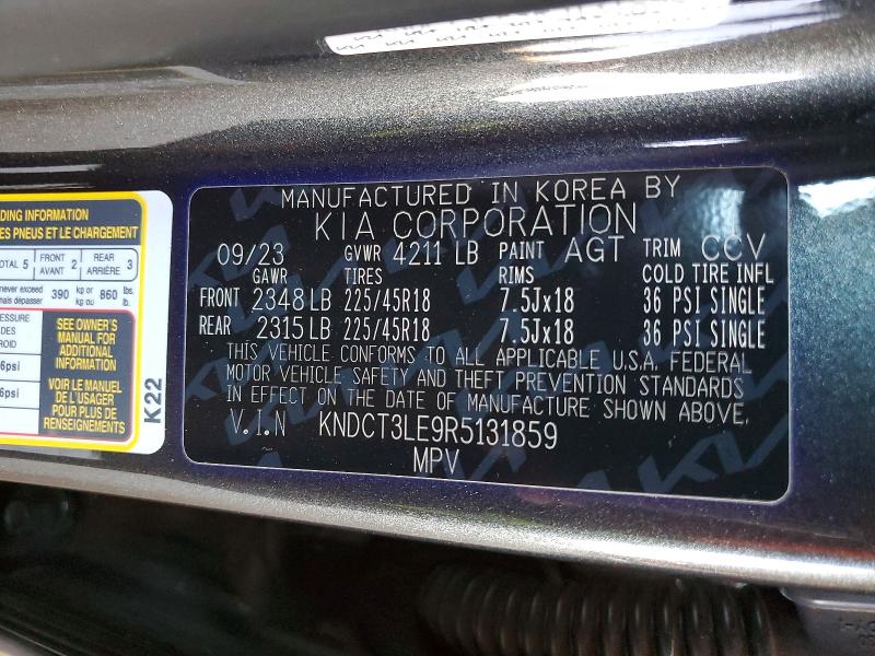 Aukcja sprzedaży 2024 Kia Niro, vin: KNDCT3LE9R5131859, numer aukcji: 53899126