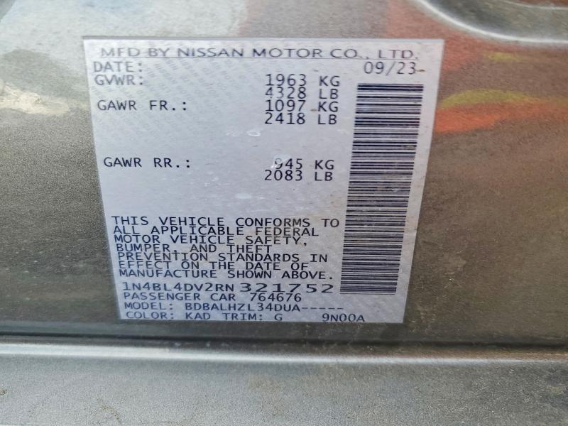 Продажа на аукционе авто 2024 Nissan Altima, vin: 1N4BL4DV2RN321752, номер лота: 55412666