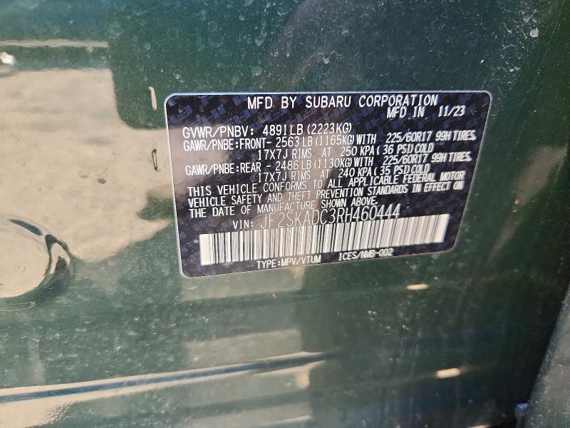Продаж на аукціоні авто 2024 Subaru Forester, vin: JF2SKADC3RH460444, номер лоту: 50176516