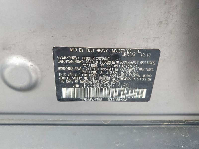 Aukcja sprzedaży 2011 Subaru Forester, vin: JF2SHBDC5BH714150, numer aukcji: 54302406