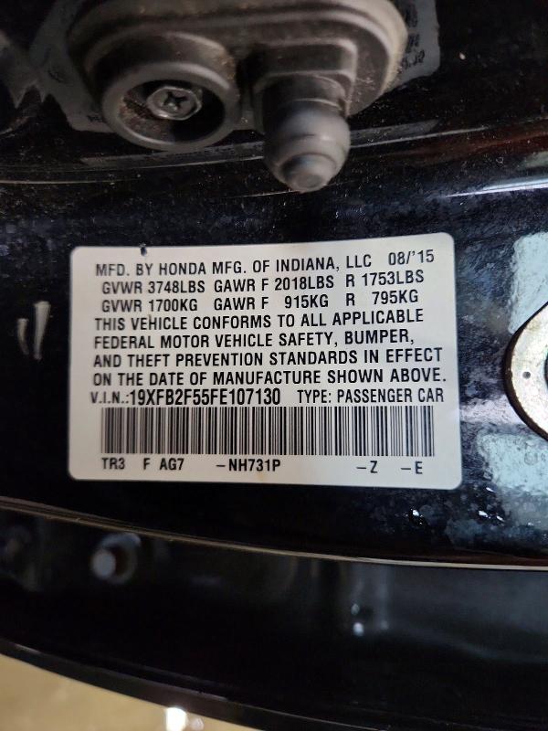 Aukcja sprzedaży 2015 Honda Civic, vin: 19XFB2F55FE107130, numer aukcji: 52366466