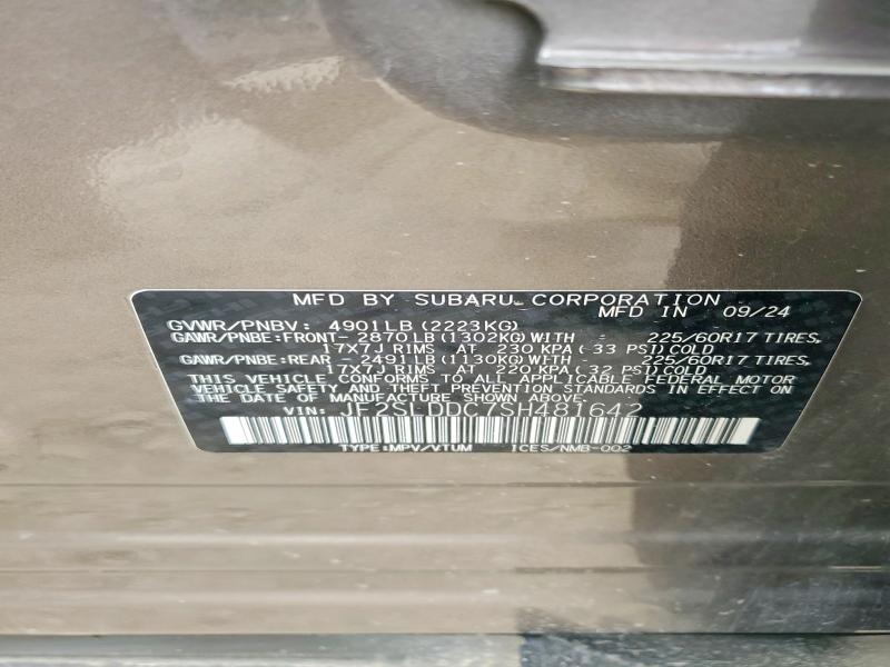 Продаж на аукціоні авто 2025 Subaru Forester, vin: JF2SLDDC7SH481642, номер лоту: 52092246