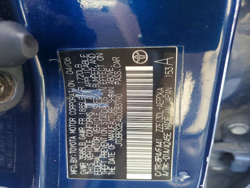 Aukcja sprzedaży 2006 Toyota Corolla, vin: JTDBR32E460083790, numer aukcji: 55383066