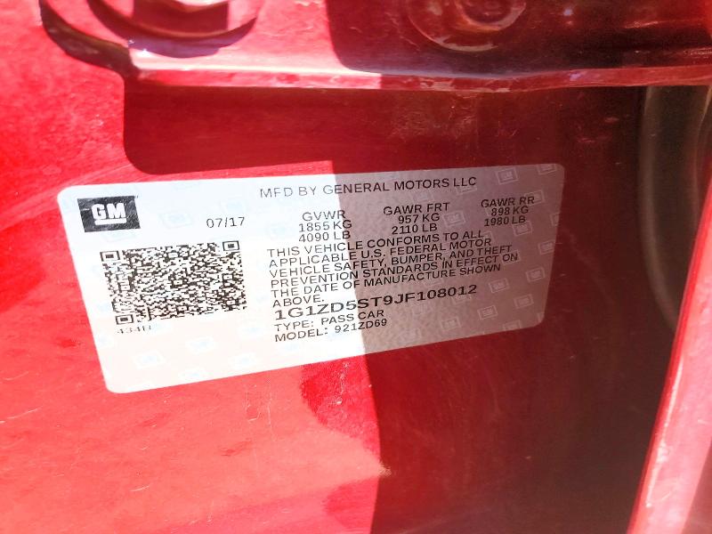 Продаж на аукціоні авто 2018 Chevrolet Malibu, vin: 1G1ZD5ST9JF108012, номер лоту: 55053686