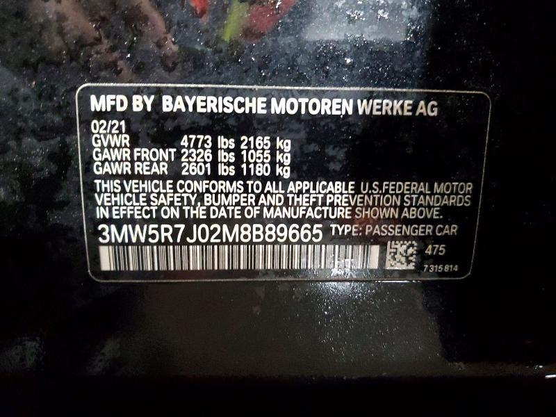 Aukcja sprzedaży 2021 Bmw 330xi, vin: 3MW5R7J02M8B89665, numer aukcji: 55023876